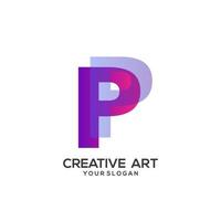 design gradiente colorido do logotipo da letra p vetor