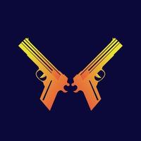 pistola logotipo vintage gradiente ouro vetor