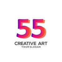 design gradiente de logotipo de 55 números colorido vetor