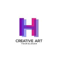 h carta logotipo design gradiente colorido vetor