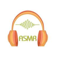 resposta meridional sensorial autônoma. logotipo asmr. fones de ouvido e programação de som.ilustração de desenhos animados em vetor