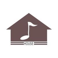 modelo de vetor de ícone do logotipo da casa de música em fundo branco.