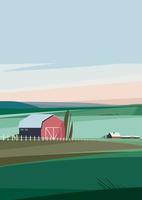 fazenda na temporada de primavera. paisagem agrícola em formato retrato. vetor