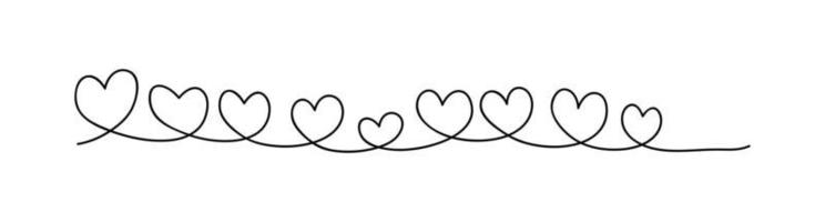 coração de linha preta sobre fundo branco, estilo de desenho de linha, conceito de amor, design vetorial vetor
