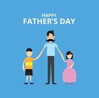 feliz dia dos pais, segurando a mão de seu filho e filha, conceito de pai de amor, ilustração vetorial vetor