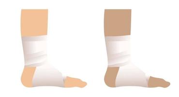 bandagem elástica, pé médico e primeiros socorros, design vetorial de ilustração de cuidados de saúde. vetor