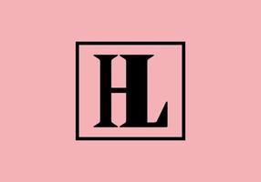 letra inicial hl preta rosa no quadrado vetor