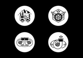 conjunto de emblema automotivo branco e branco vetor