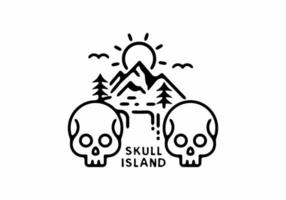 ilustração de arte de linha da ilha do crânio vetor