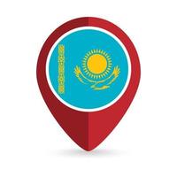 ponteiro de mapa com contry cazaquistão. bandeira do cazaquistão. ilustração vetorial. vetor