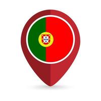 ponteiro de mapa com contry portugal. bandeira de portugal. ilustração vetorial. vetor