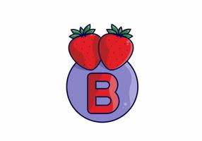 morango vermelho com letra inicial b vetor