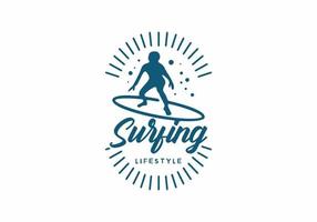 distintivo de arte de linha de estilo de vida de surf