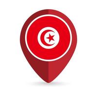 ponteiro de mapa com contry tunísia. bandeira da tunísia. ilustração vetorial. vetor