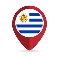 ponteiro de mapa com contry uruguai. bandeira do Uruguai. ilustração vetorial. vetor