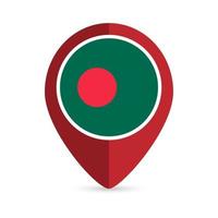 ponteiro de mapa com contry bangladesh. bandeira do banglades. ilustração vetorial. vetor