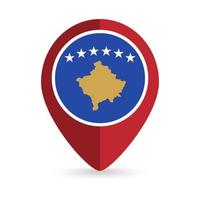 ponteiro de mapa com contry kosovo. bandeira do Kosovo. ilustração vetorial. vetor