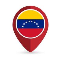 ponteiro de mapa com contry venezuela. bandeira venezuelana. ilustração vetorial. vetor