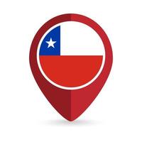 ponteiro de mapa com chile contry. bandeira chilena. ilustração vetorial. vetor