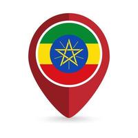 ponteiro de mapa com contry etiópia. bandeira da etiópia. ilustração vetorial. vetor