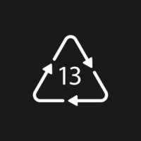 símbolo de reciclagem de bateria 13 soz. ilustração vetorial vetor