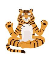 tigre bonito dos desenhos animados sentado em pose de lótus. símbolo chinês do ano novo 2022 vetor