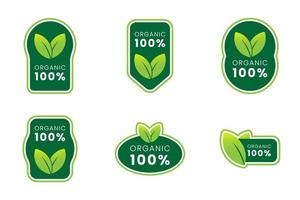 logotipo de alimentos orgânicos e coleção certificada de rótulo vetor