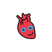 ícone engraçado dos desenhos animados do coração humano vetor