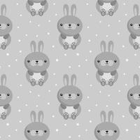 sem costura padrão, coelhinhos de bebê cinza fofo em um fundo cinza com estrelas. estampa infantil, têxtil, papel de parede, decoração para embalagem