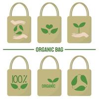 sacos orgânicos. bolsas ecológicas. bolsa de cuidados ecológicos. vetor