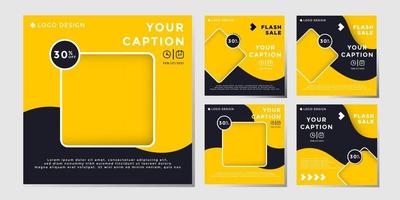 pacote de modelo de postagem de mídia social amarelo, líquido de design de marketing de vetor eps 10