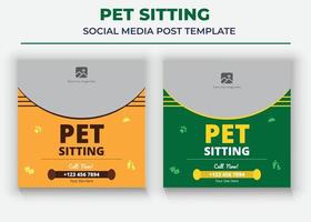 modelo de postagem de mídia social de cuidados com animais de estimação, modelo de postagem de mídia social para animais de estimação, pôster de caminhantes de animais de estimação vetor