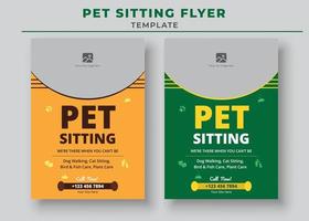 modelo de folheto de cuidados com animais de estimação, modelo de folheto de pet sitting, modelo de folheto de passeadores de animais vetor