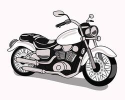 uma motocicleta clássica em design de ilustração vetorial na cor preto e branco vetor