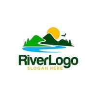 modelo de vetor de design de logotipo de montanha do rio