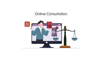 serviço online de aconselhamento jurídico, ilustração vetorial de site de advogado vetor