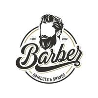 modelo de vetor de design de logotipo de barbearia vintage