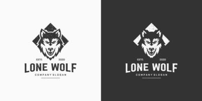 ilustração em vetor logotipo vintage lobo selvagem