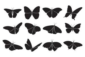 silhueta desenhada de mão de borboletas vetor