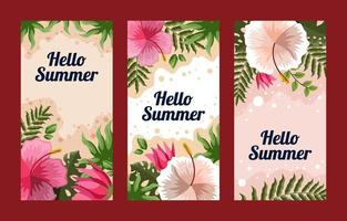 conjunto de banner floral de verão vetor