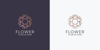 logotipo de flor abstrata de beleza com vetor de estilo de arte de linha criativa parte 4