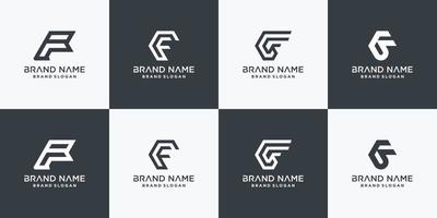 conjunto de coleção de logotipo f para empresa inicial ou vetor premium de pessoa