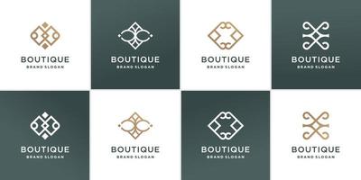 coleção de logotipo boutique com vetor premium de conceito de linha de beleza