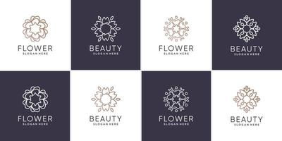vetor premium de modelo de logotipo de flor e beleza