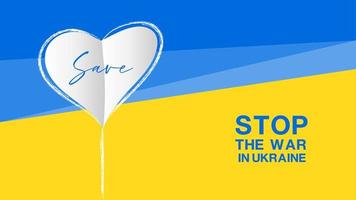 pare a guerra na ucrânia no fundo da bandeira, ícone de sinal de pare de guerra, sem guerra no conceito de ucrânia, modelo de banner, design de folheto de folheto, fundo abstrato de setas azuis e amarelas, ilustração vetorial vetor