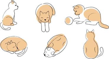 conjunto de gatos de desenho animado vetor