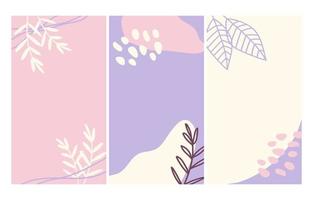 modelos de histórias de mídia social para aplicativos móveis. design de fundo abstrato minimalista em tons pastel de rosa e violeta. pode ser usado para conteúdo de moda, beleza, cosméticos. ilustração vetorial vetor