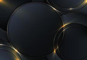 círculos azuis de fundo de luxo abstrato com anel dourado com efeito de iluminação vetor