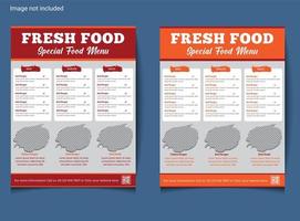 panfleto de menu de comida para restaurante