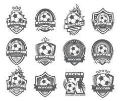 ilustração do conjunto de logotipos de futebol preto e branco moderno vetor